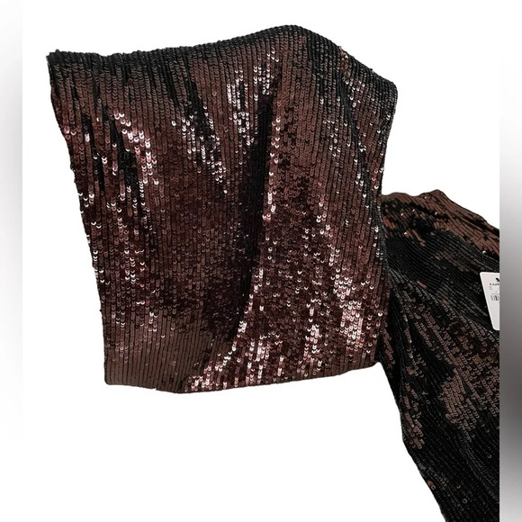 Express Brown Sequin High Rise Wide Leg Women’s Trouser Pants 4R NWT - Picture 12 of 13